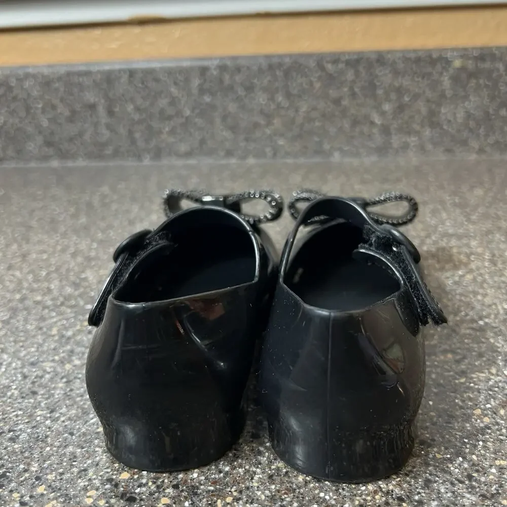 Mini Melissa Little Kids Girls Toddler Size 9 Black Rubber Mary Jane Shoes Flats
